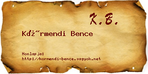Körmendi Bence névjegykártya