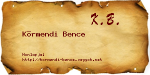 Körmendi Bence névjegykártya